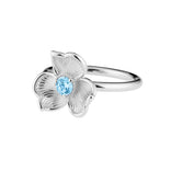 Lumoava Anna sormus sinisellä kivellä, hopeaa