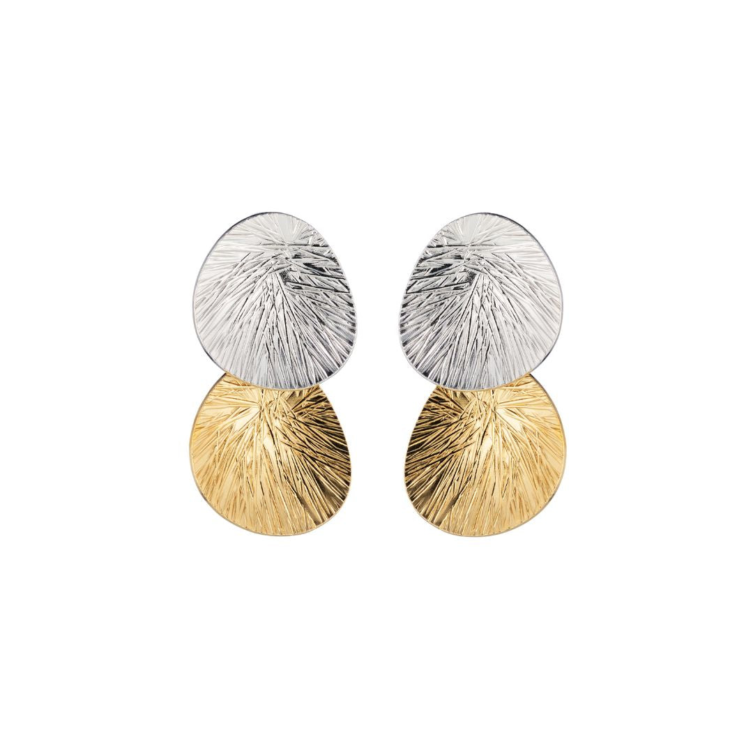 Lumoava Lily korvakorut, 2 palaa, pieni, hopeaa ja keltakullattua hopeaa