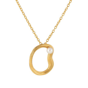 Lumoava Uoma riipus Akoya-helmellä, iso, keltakullattua hopeaa