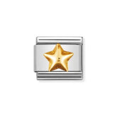 Nomination Classic rannekorun teräksinen korupala, keskellä kupera 18 karaatin kullattu tähti