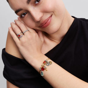 Pandora Disney Beauty and the Beast Enchanted Rose Snake Chain Bracelet, Yellow Gold Plated 564019C01