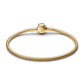 Pandora Disney Beauty and the Beast Enchanted Rose Snake Chain Bracelet, Yellow Gold Plated 564019C01