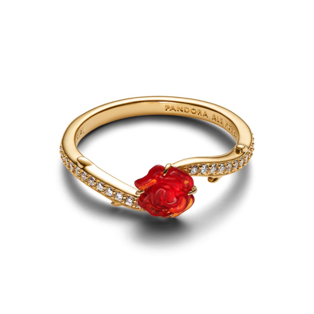 Pandora Disney Beauty and the Beast Enchanted Rose sormus, keltakullattu, 163984C01