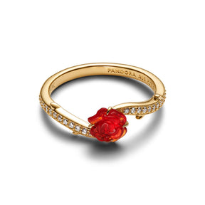 Pandora Disney Beauty and the Beast Enchanted Rose sormus, keltakullattu, 163984C01