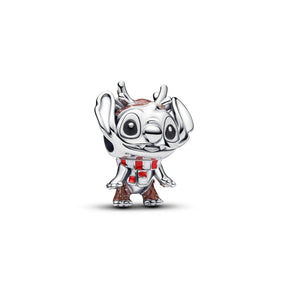 Pandora hopeinen Stitch poroasuinen hela, edestä näkyvät suuret silmät, sarvet ja punaiset yksityiskohdat