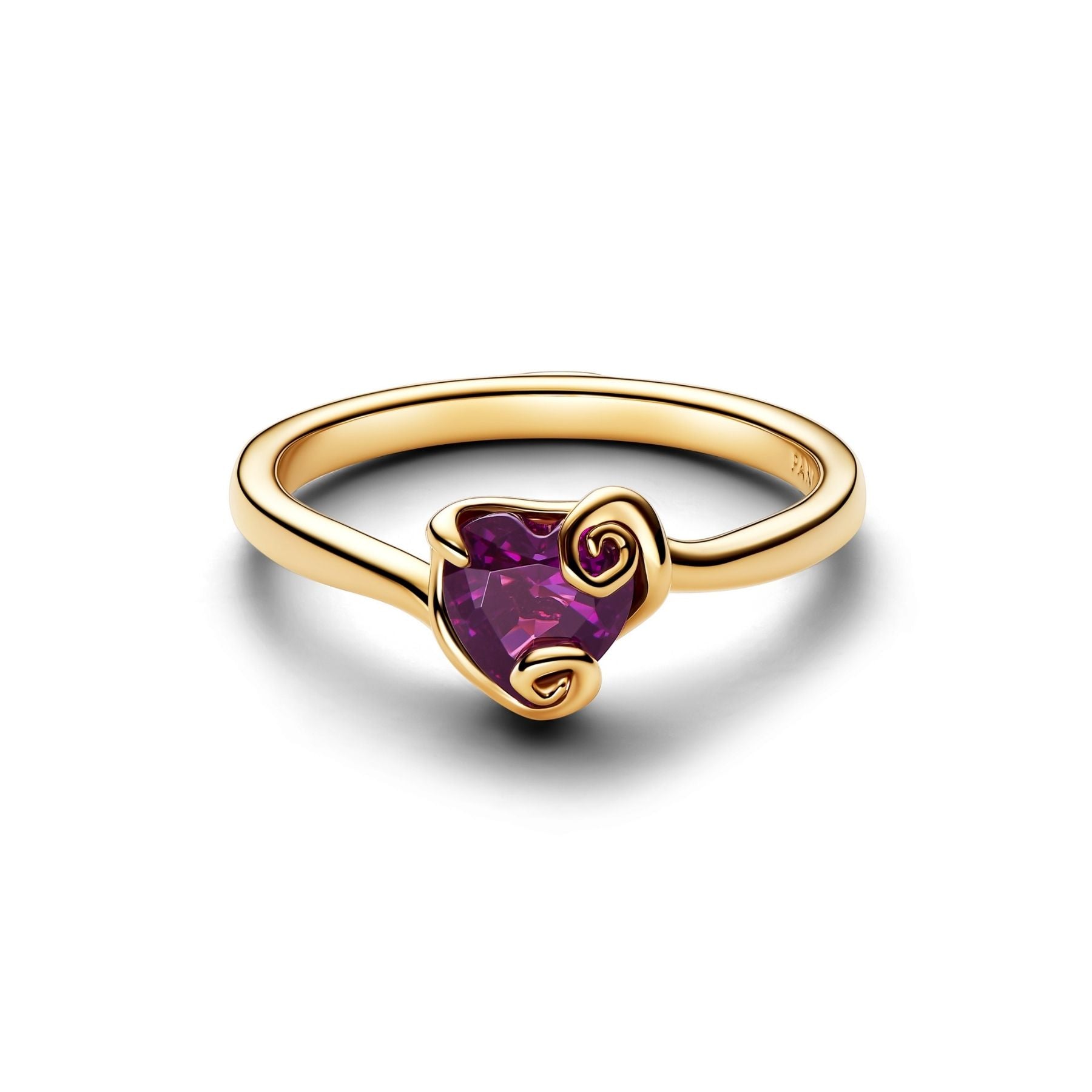Pandora Disney Sally sormus keltakullatulla rungolla ja violetilla sydämenmuotoisella kristallilla