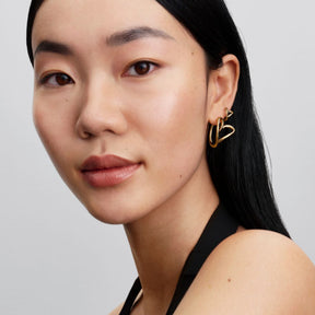 Pandora Essence Organically Shaped Heart Small rengaskorvakorut, keltakullattu, 264359C00