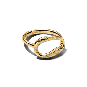 Pandora Essence Organically Shaped Stone-Set Statement sormus, kullattu, 164676C01