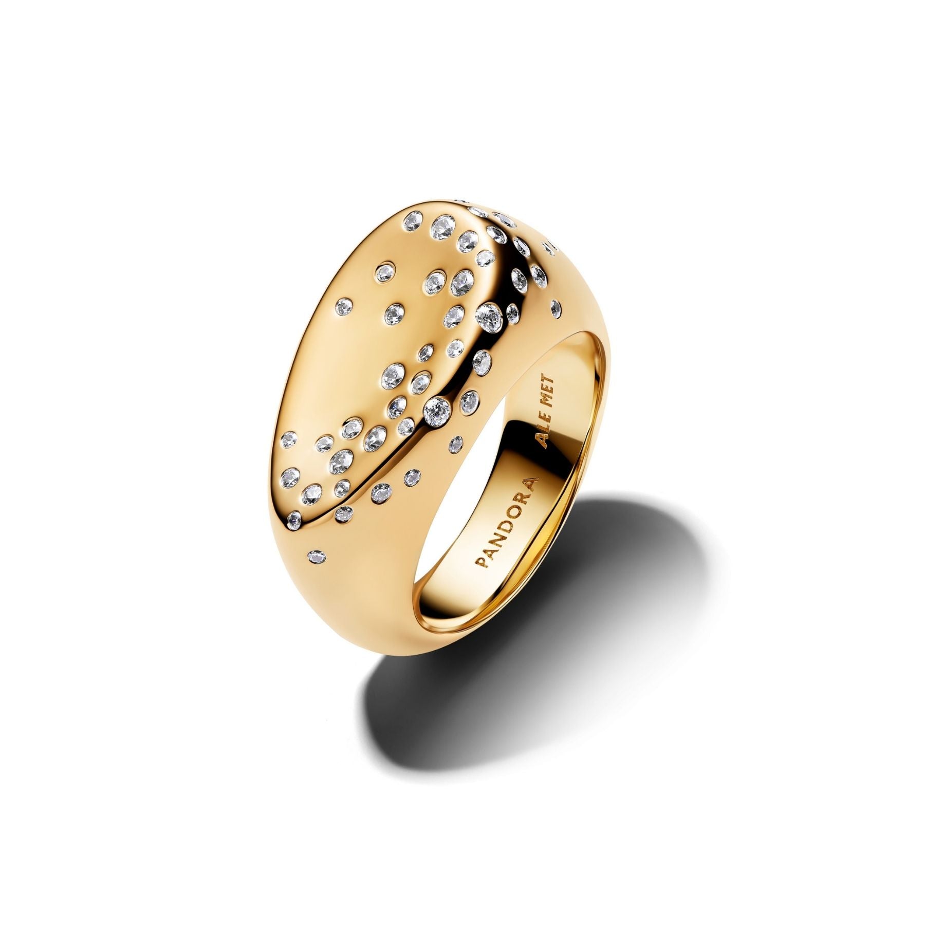 Pandora Essence Stone-Set Oval Domed Signet sormus, keltakullattu, 164671C01