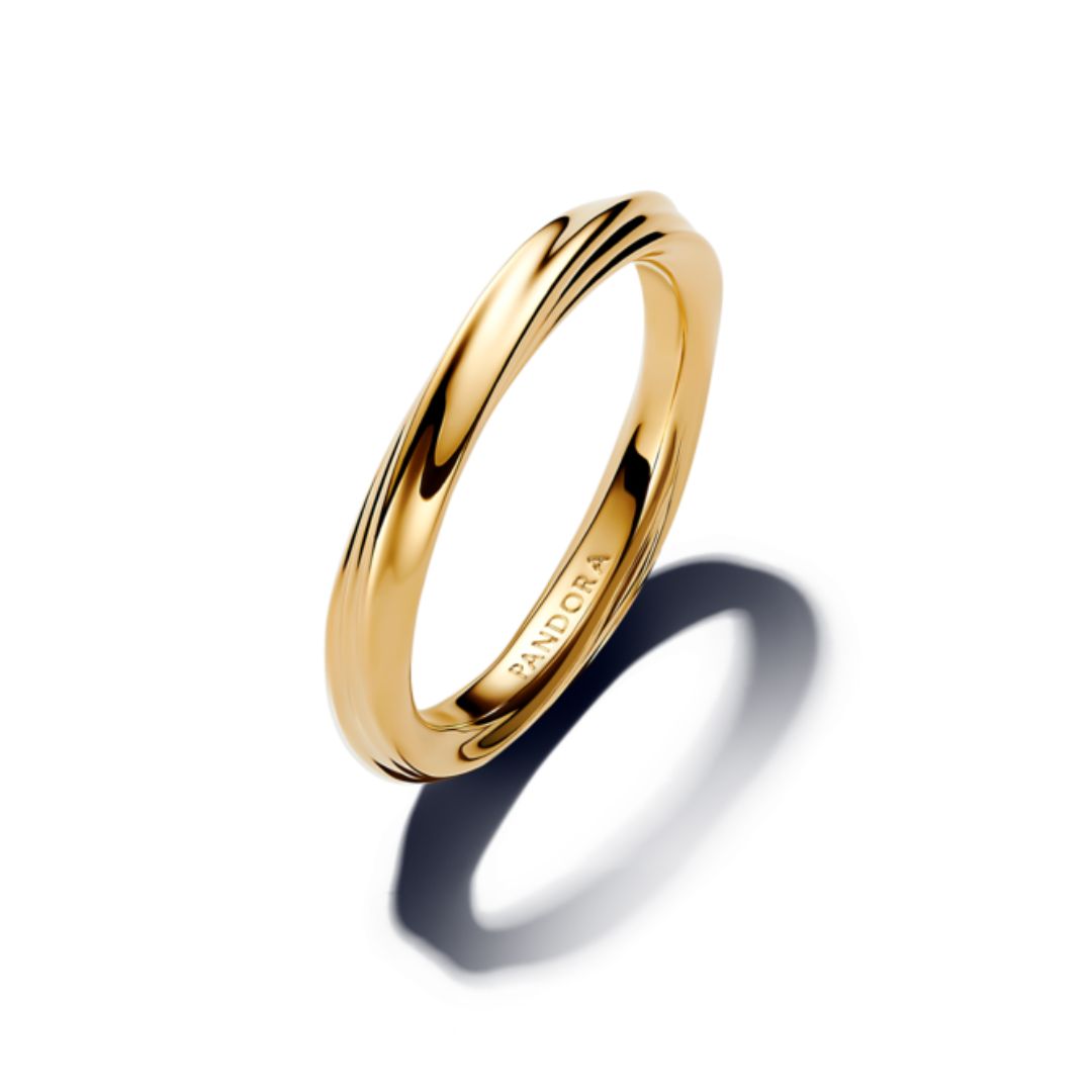Pandora Essence Twisted sormus, keltakullattu, 163888C00