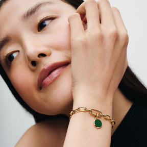 Pandora ME Green Engravable Mini Medallion hela, keltakullattu, 763389C01