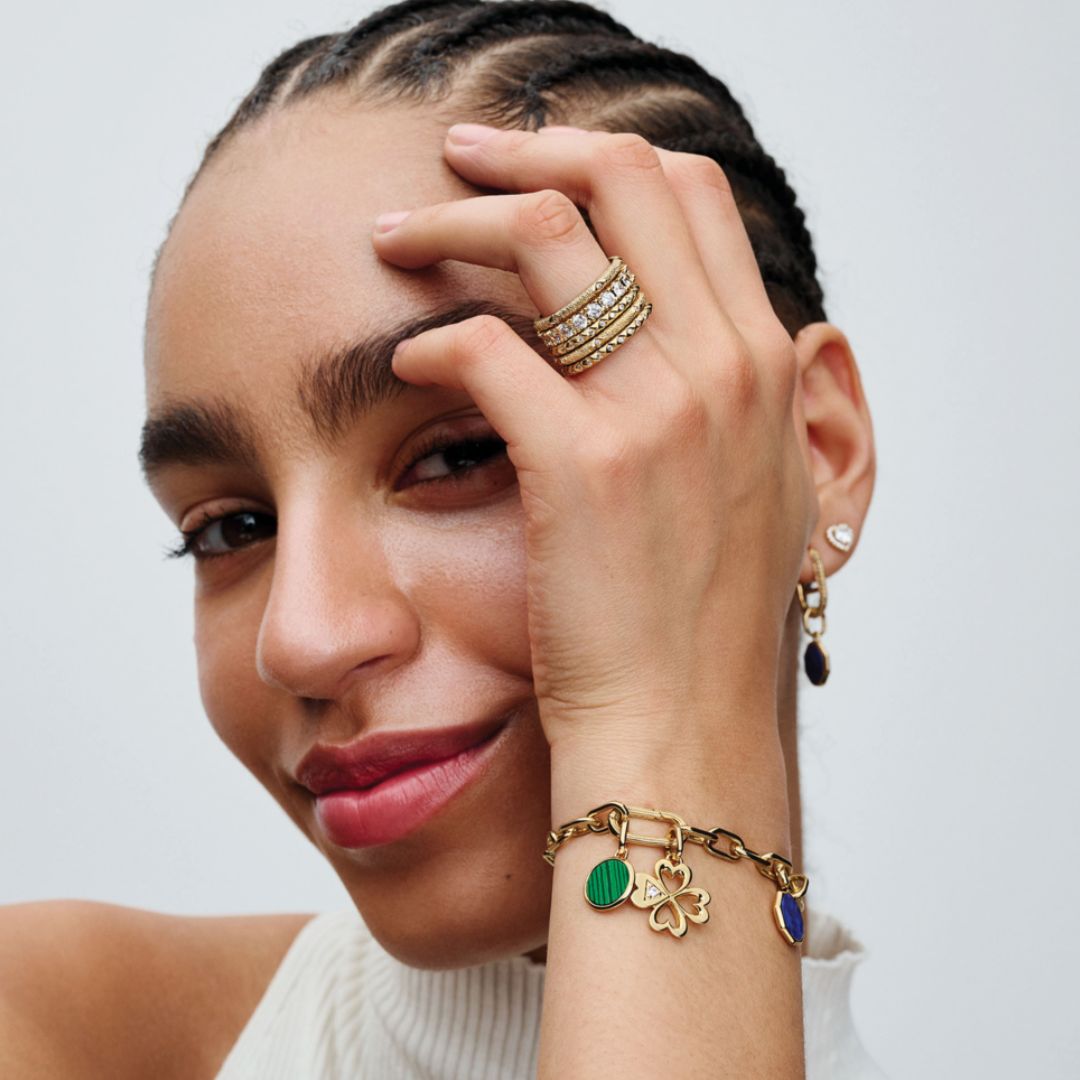 Pandora ME Green Engravable Mini Medallion hela, keltakullattu, 763389C01