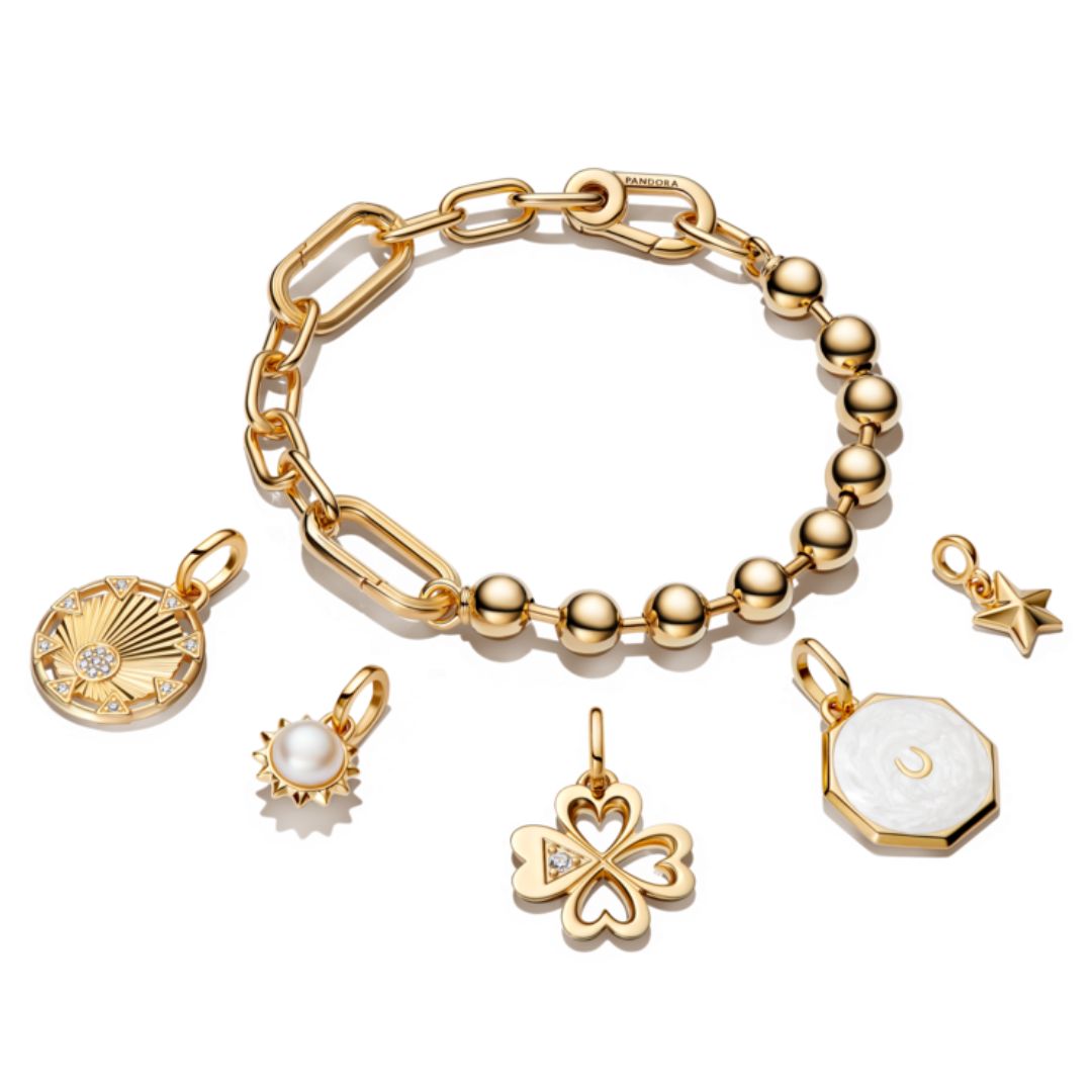 Pandora ME Heart Four-leaf Clover Medallion hela, keltakullattu, 763034C01