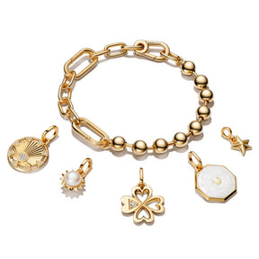 Pandora ME Heart Four-leaf Clover Medallion hela, keltakullattu, 763034C01