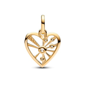 Pandora ME Heart & Rays Medallion hela, keltakullattu, 763453C01