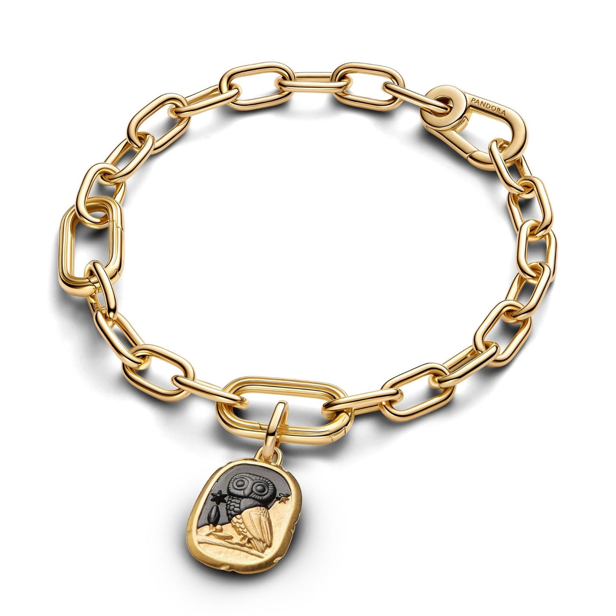 Pandora ME Owl Medallion hela, keltakullattu, 764805C01