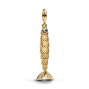 Pandora Moments Articulated Fish hela, keltakullattu, 764686C01