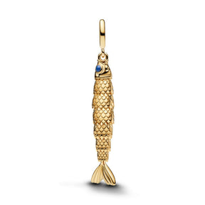 Pandora Moments Articulated Fish hela, keltakullattu, 764686C01