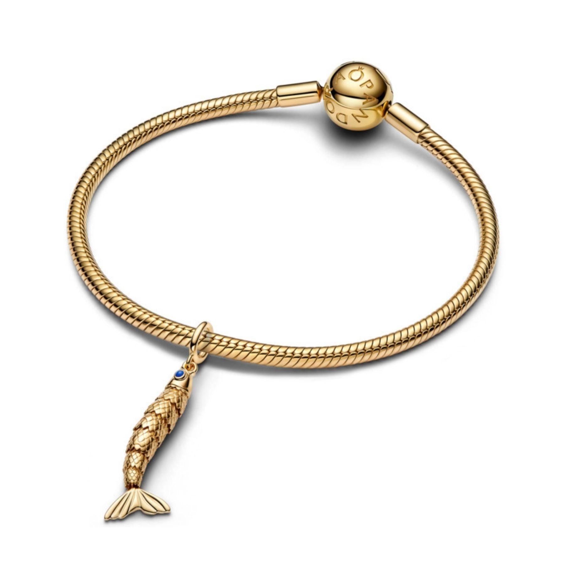 Pandora Moments Articulated Fish hela, keltakullattu, 764686C01
