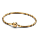 Pandora Moments Barrel Clasp Snake Chain rannekoru, keltakullattu, 563390C00