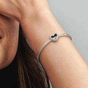 Pandora Moments Beaded Open Heart hela, hopea, 797516