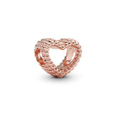 Pandora Moments Beaded Open Heart hela, ruusukullattu, 787516