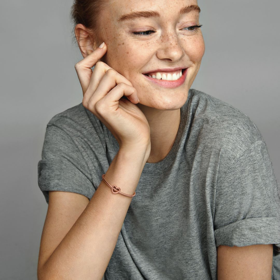 Pandora Moments Beaded Open Heart hela, ruusukullattu, 787516