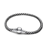 Pandora Moments Black Cord Box Chain rannekoru, hopeaa, 593816C02