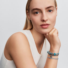 Pandora Moments Black Cord Box Chain rannekoru, hopeaa, 593816C02