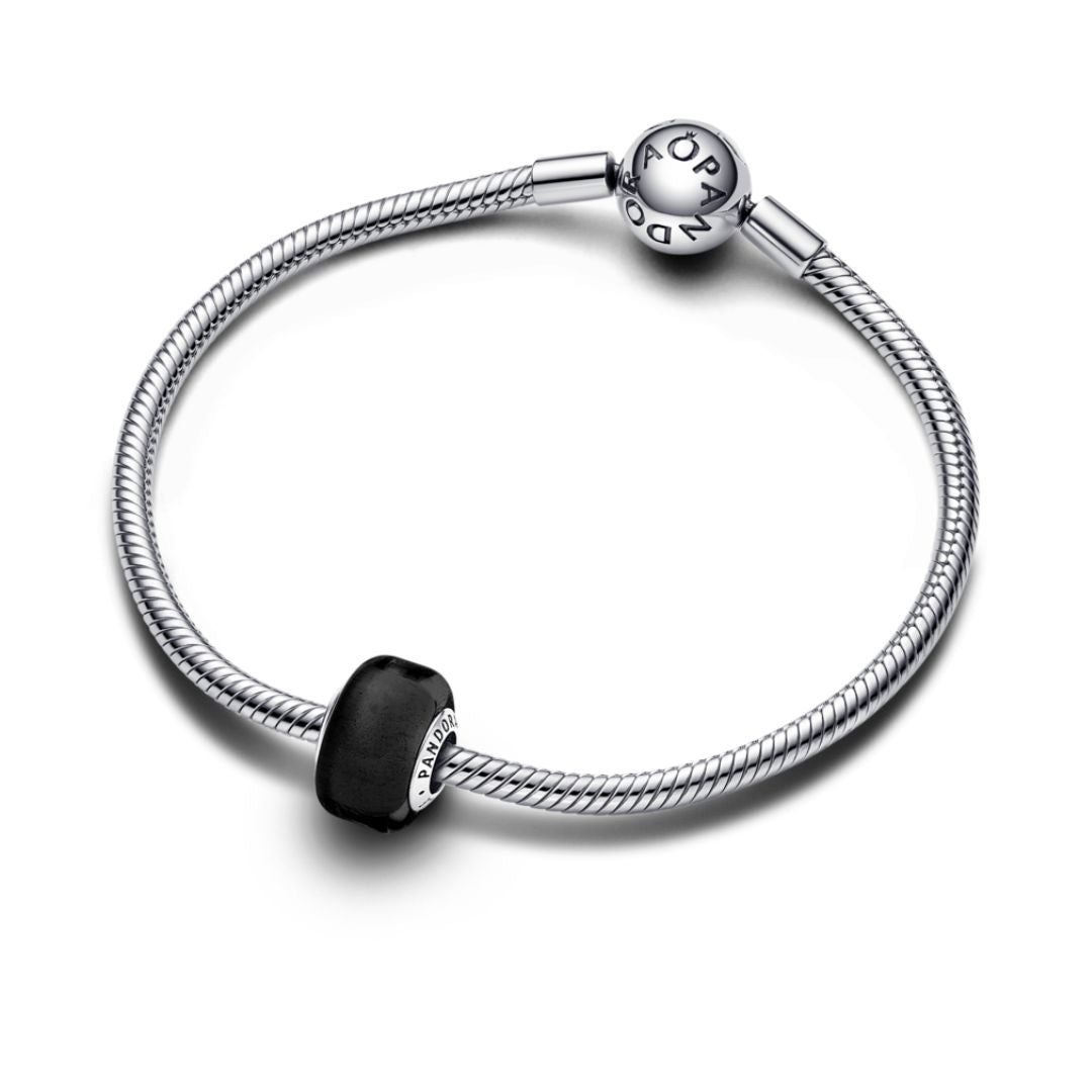 Pandora Moments Black Mini Murano Glass hela, hopea, 793117C00