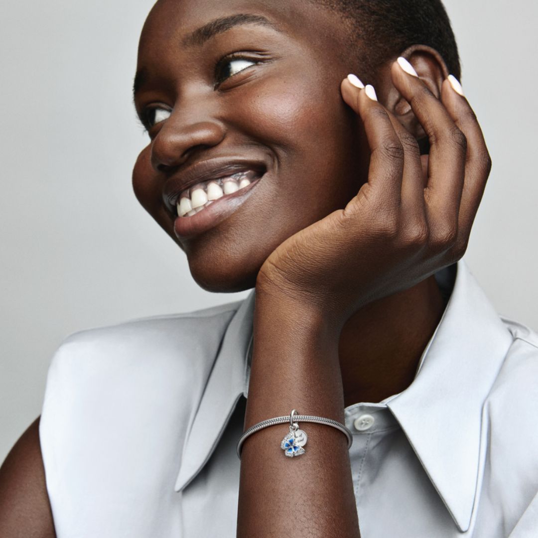 Pandora Moments Blue Butterfly & Quote Double hela, hopea, 790757C01