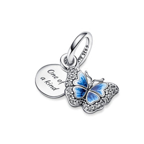 Pandora Moments Blue Butterfly & Quote Double hela, hopea, 790757C01