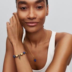 Pandora Moments Blue Cord Box Chain rannekoru, keltakullattu, 563816C02
