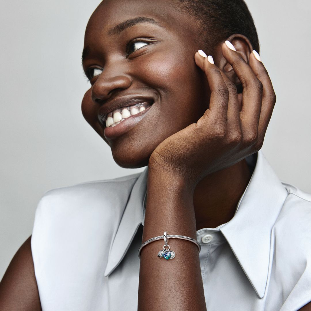 Pandora Moments Camera, Heart & Compass Triple hela, hopea, 792703C01