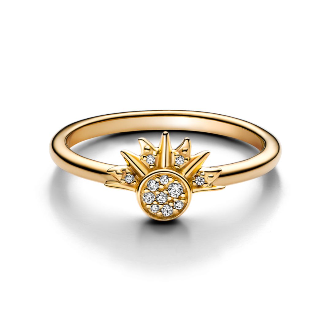 Pandora Moments Celestial Sparkling Sun sormus, keltakullattu, 162674C01