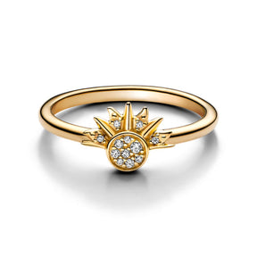 Pandora Moments Celestial Sparkling Sun sormus, keltakullattu, 162674C01