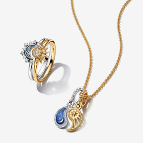 Pandora Moments Celestial Sparkling Sun sormus, keltakullattu, 162674C01