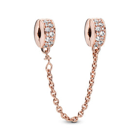 Pandora Moments Clear Pavé Safety Chain hela, ruusukullattu, 786322CZ-05