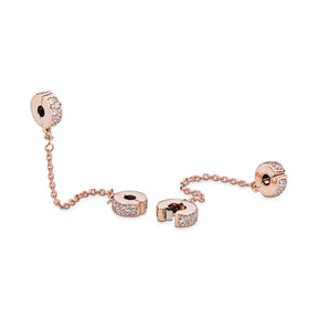 Pandora Moments Clear Pavé Safety Chain hela, ruusukullattu, 786322CZ-05