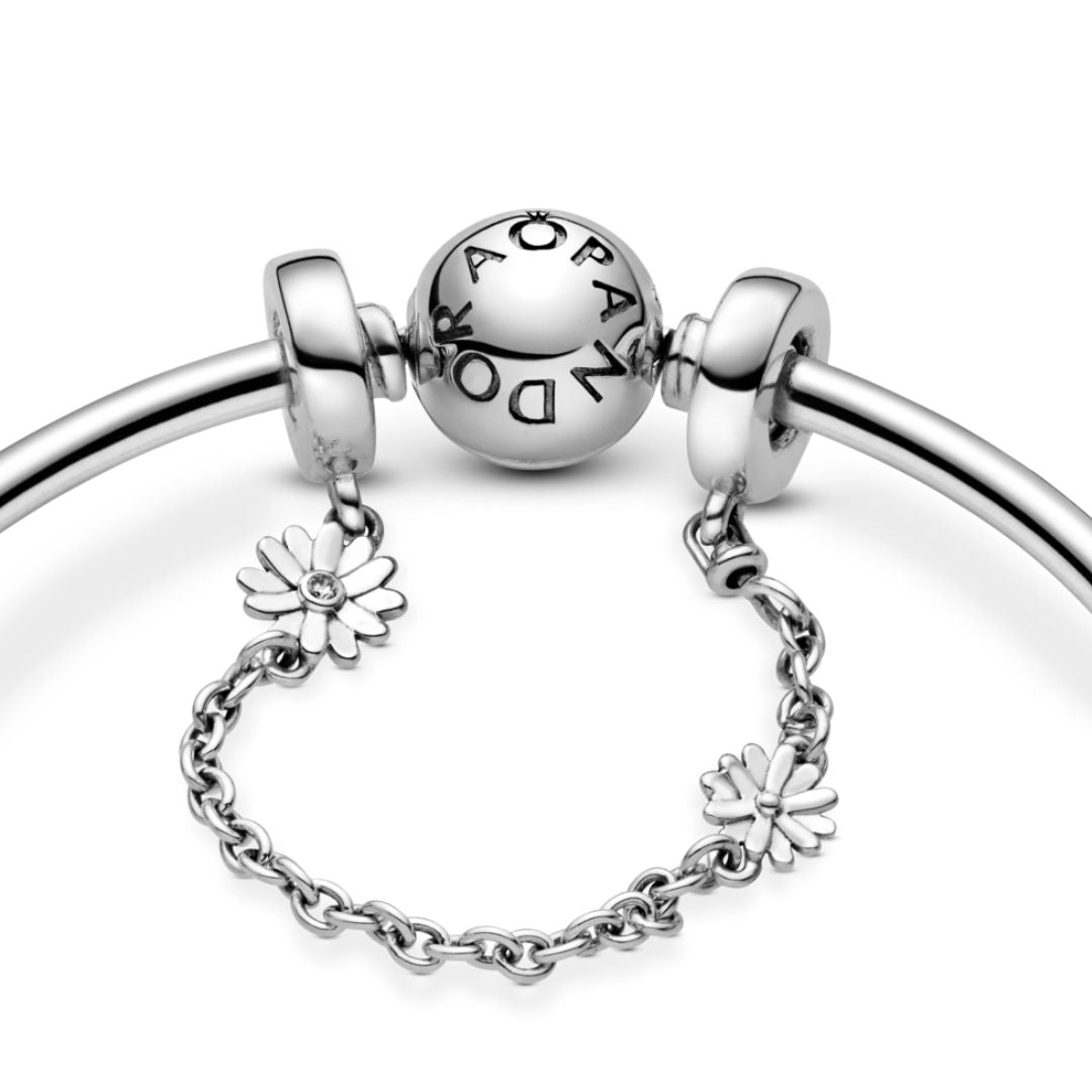 Pandora Moments Daisy Flower Safety Chain hela, hopea, 798764C01-05