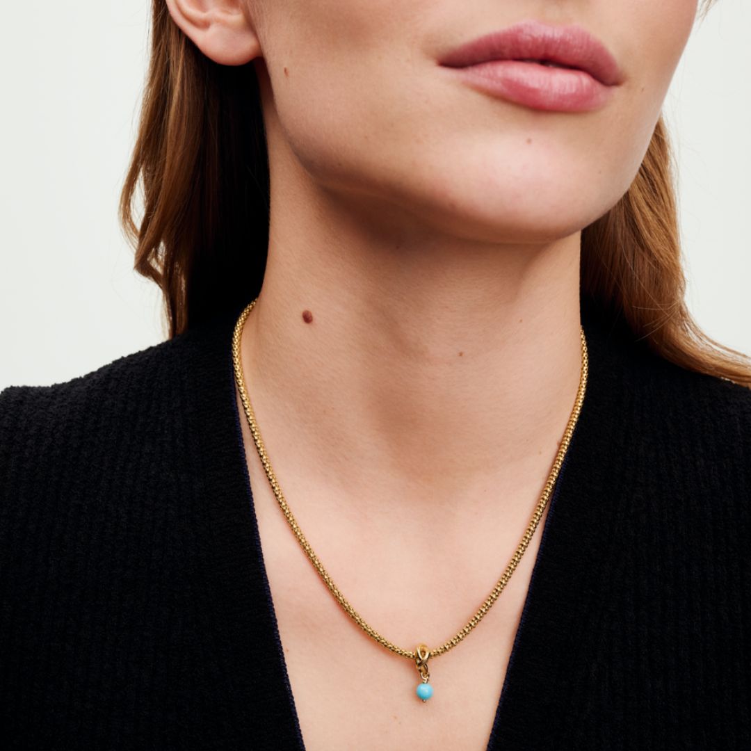 Pandora Moments December Turquoise Blue Eternity Circle hela, keltakullattu, 763462C12