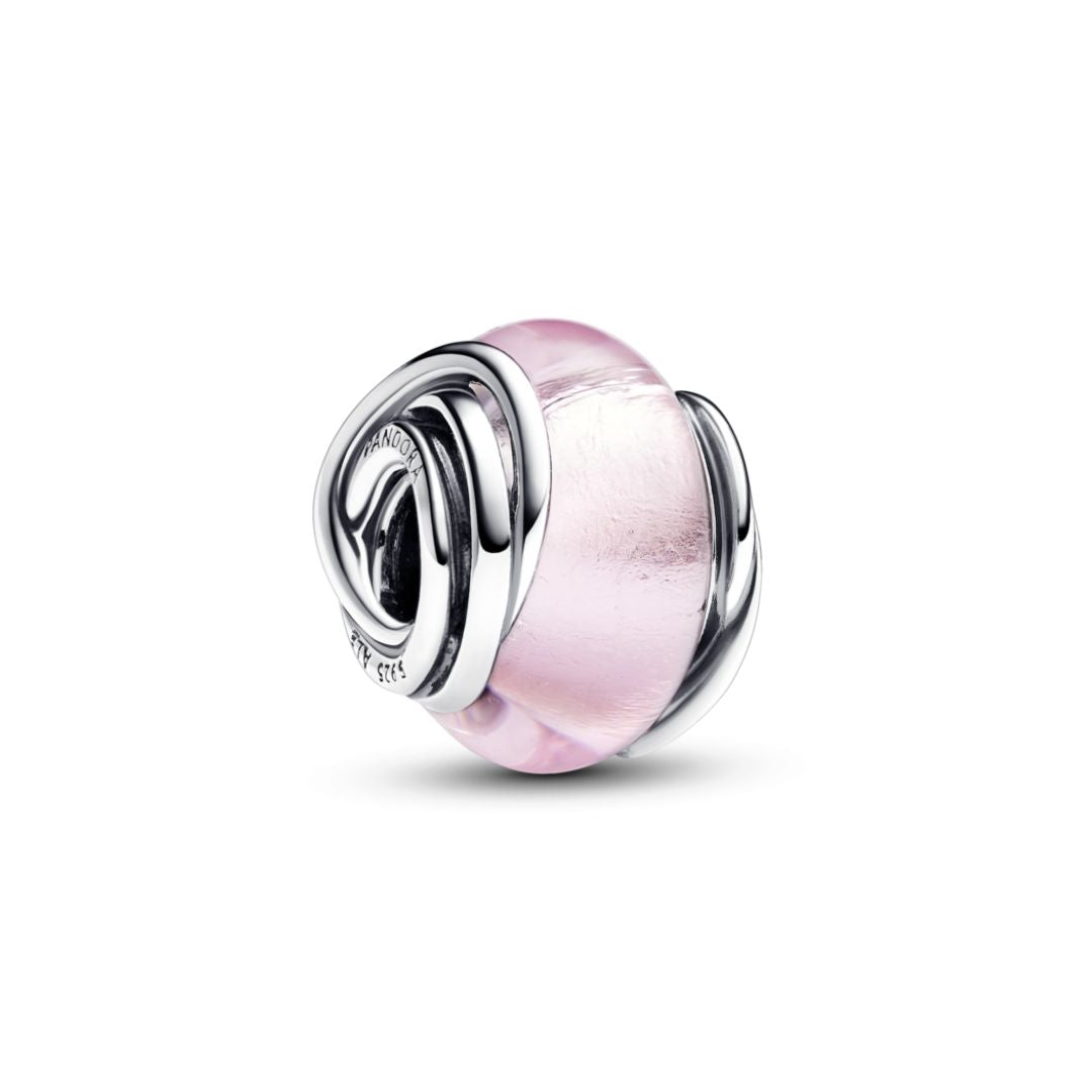 Pandora Moments Encircled Pink Murano Glass hela, hopea, 793241C00