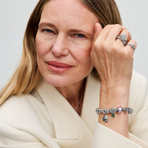 Pandora Moments Encircled Pink Murano Glass hela, hopea, 793241C00