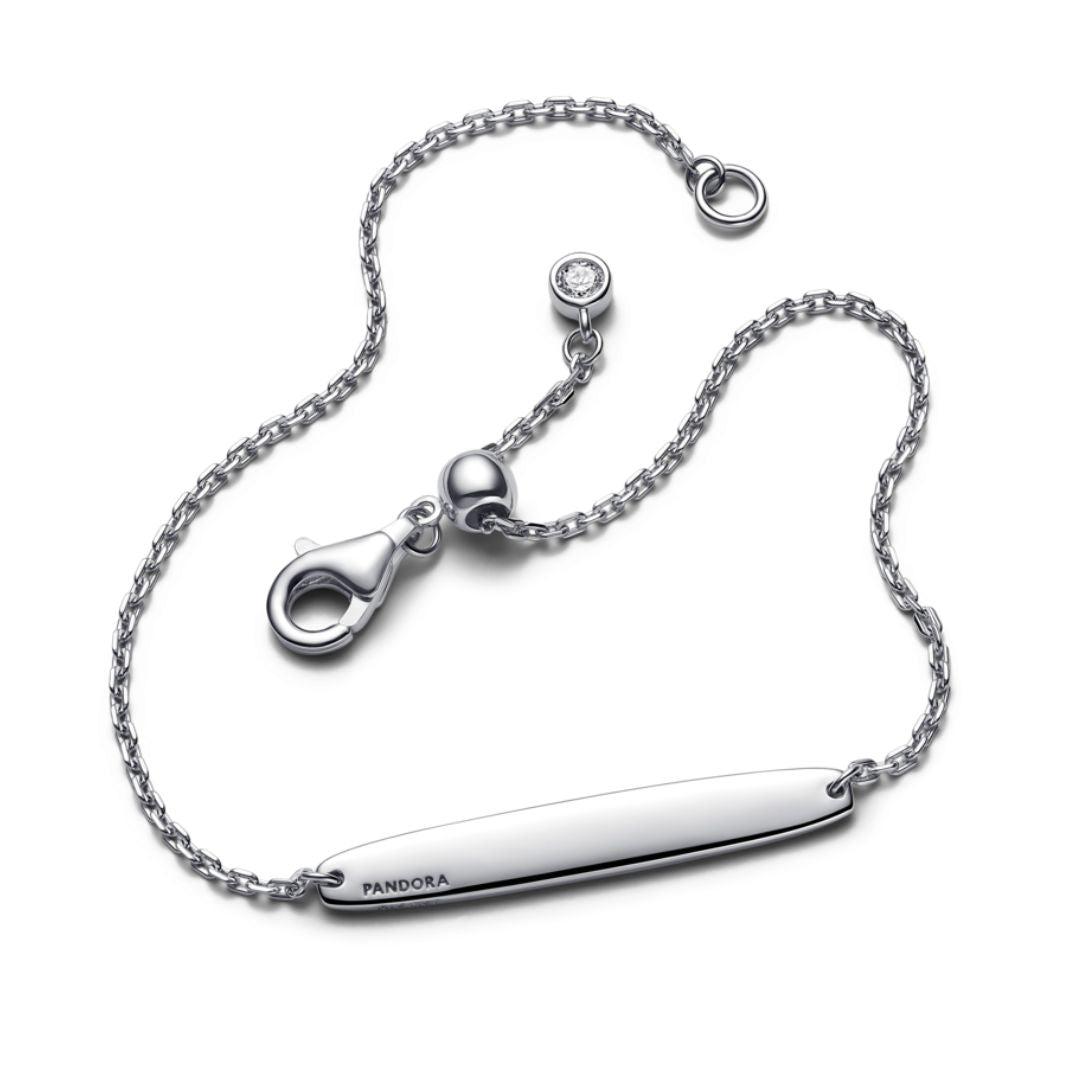 Pandora Moments Engravable Bar Chain rannekoru, hopea, 594010C01