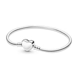 Pandora Moments Engravable Heart Clasp Snake Chain rannekoru, hopea, 599206C00