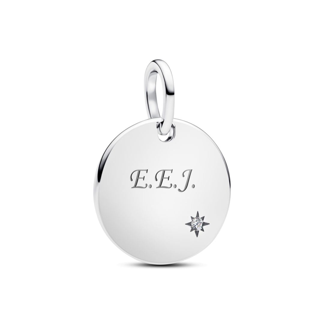 Pandora Moments Engravable Lab-Grown Diamond Tag riipus, hopea, 394012C01