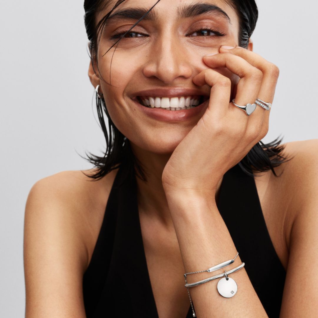 Pandora Moments Engravable Lab-Grown Diamond Tag riipus, hopea, 394012C01