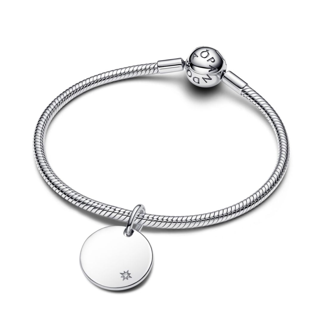 Pandora Moments Engravable Lab-Grown Diamond Tag riipus, hopea, 394012C01