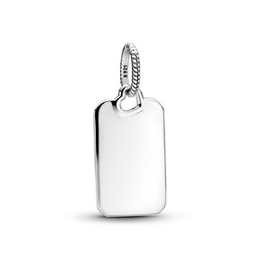 Pandora Moments Engravable Rectangle Tag riipus, hopea, 398611C00
