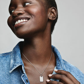 Pandora Moments Engravable Rectangle Tag riipus, hopea, 398611C00